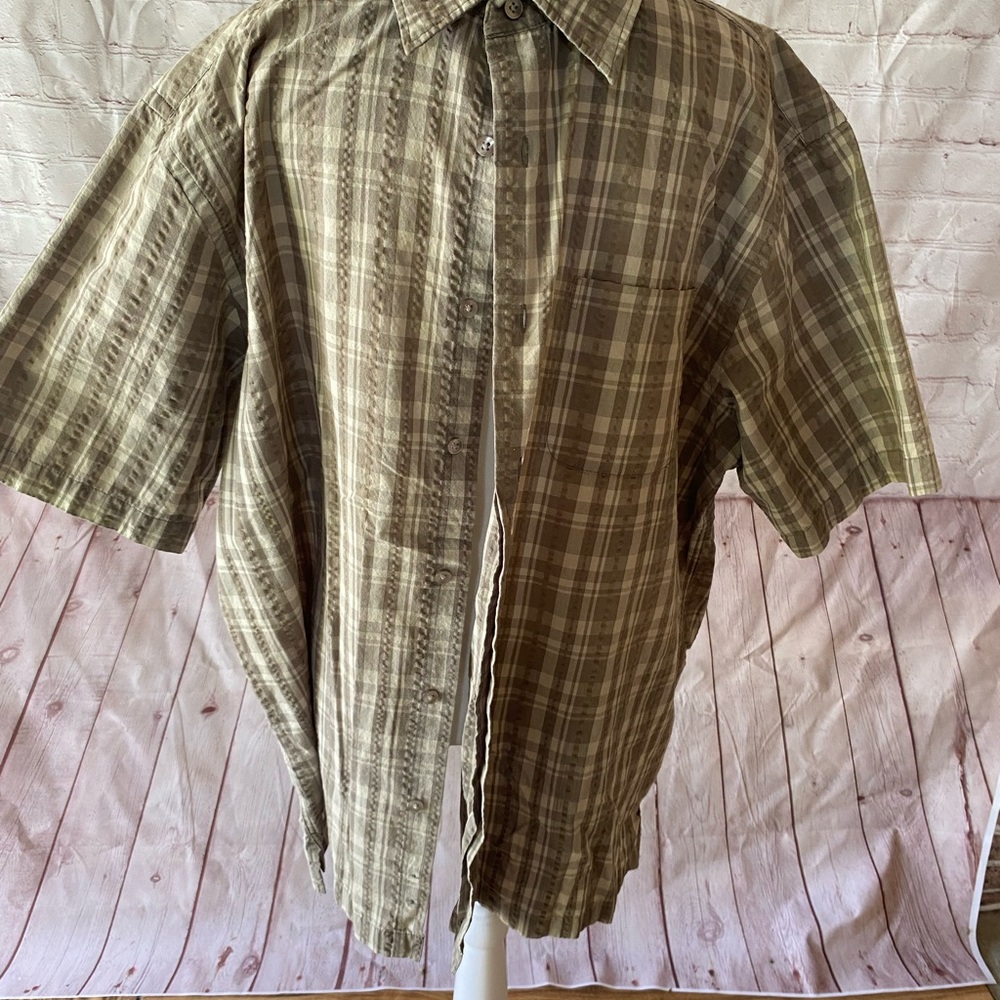 Men's Plaid Short Sleeve Shirt - Brown